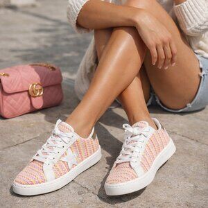 Vintage Havana Pink Stripe Sneakers White Shoes Size 8 NEW IN BOX Retail $125